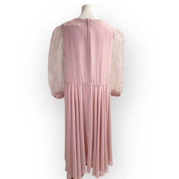Vintage 1960’s Parnes Feinstein 3/4 sleeves pink midi dress. Retro party prom - Picture 9 of 11